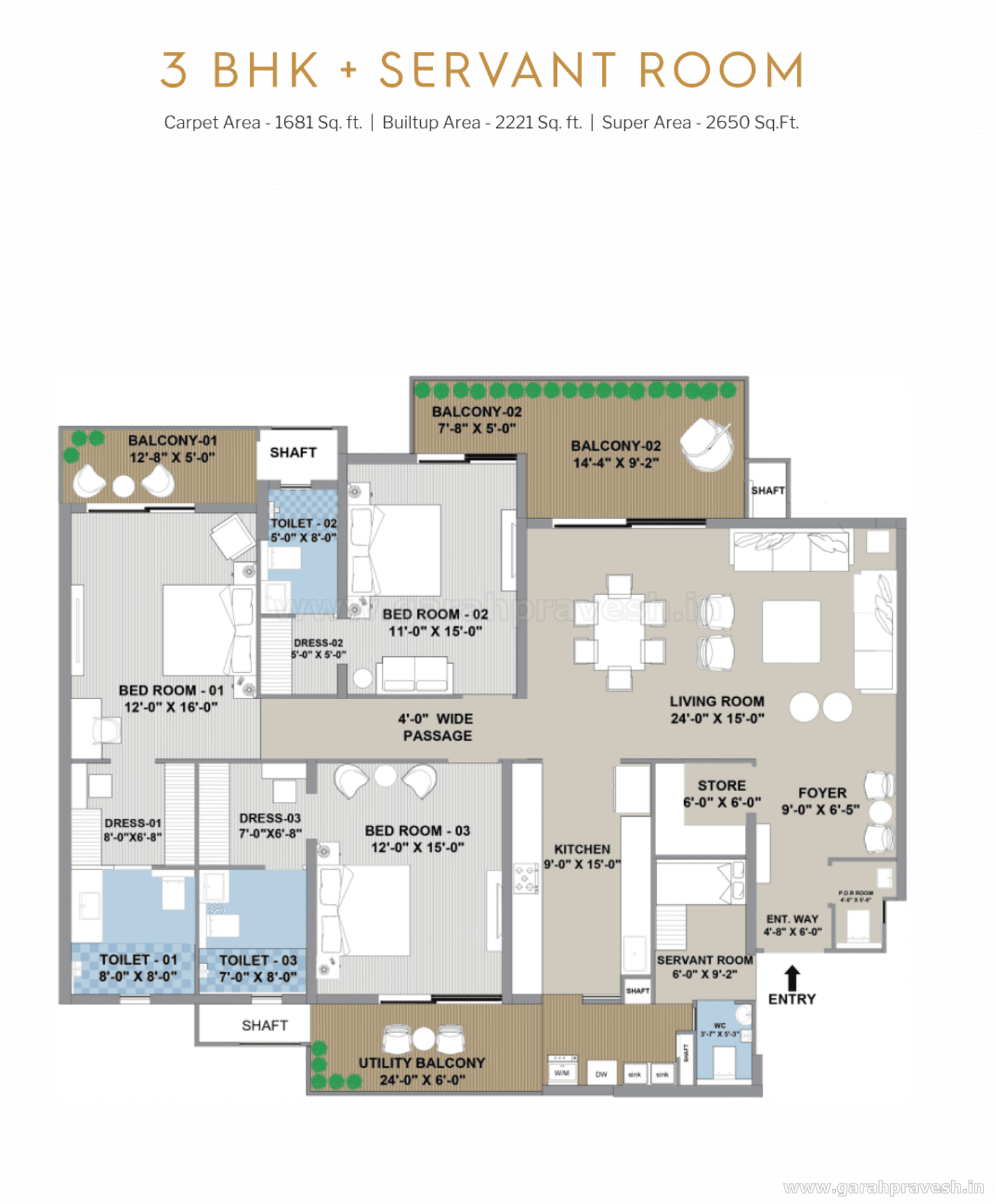 Floor plan — 3+1 BHK, Affinity Belgravia