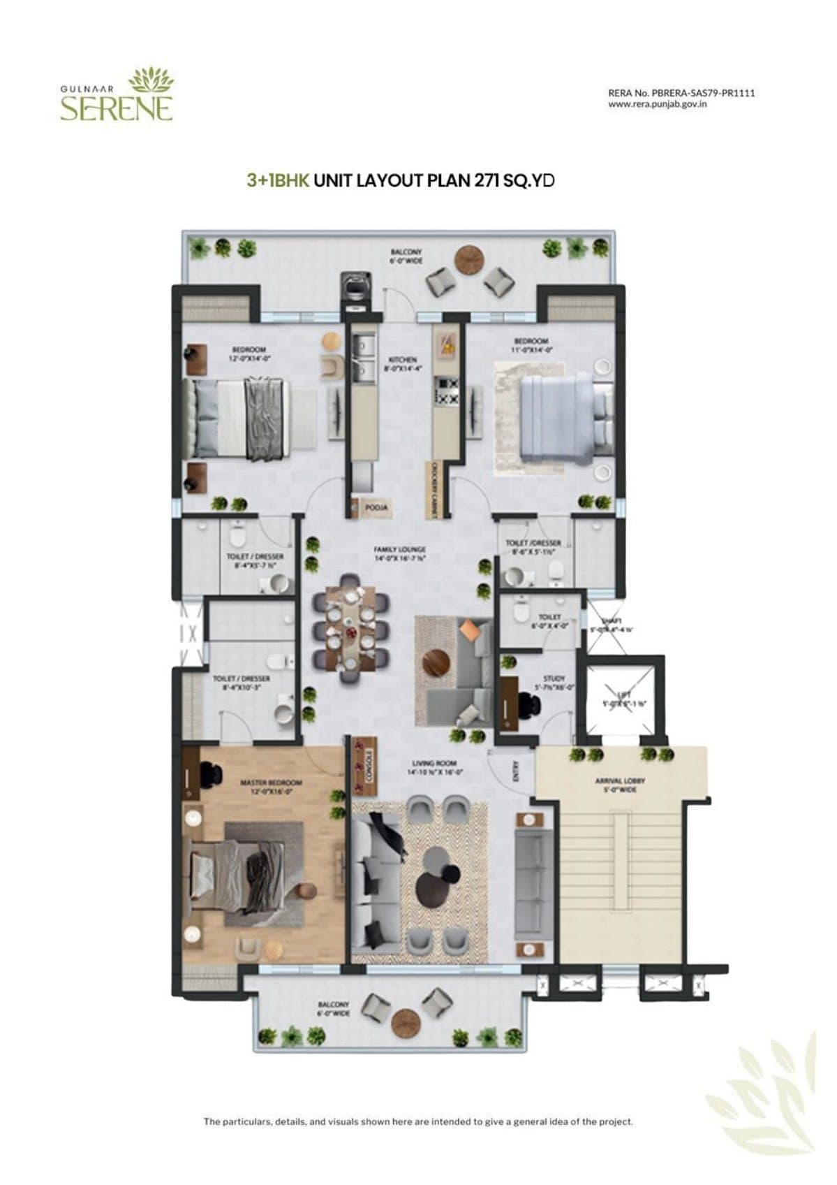 Floor plan — 3+1 BHK, Gulnaar Serene