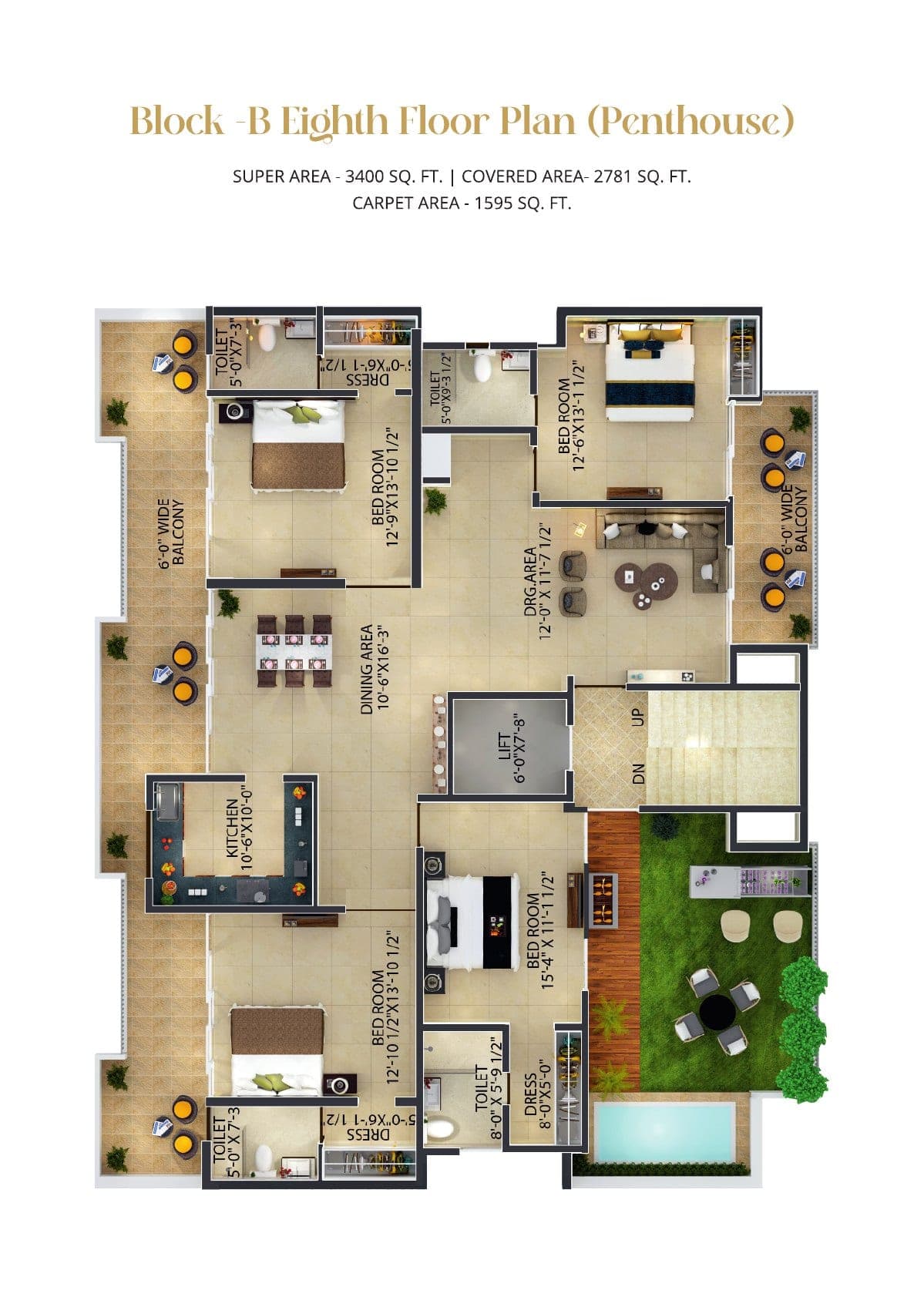 Floor plan — 4BHK Penthouse · Block B, Hermitage Centralis