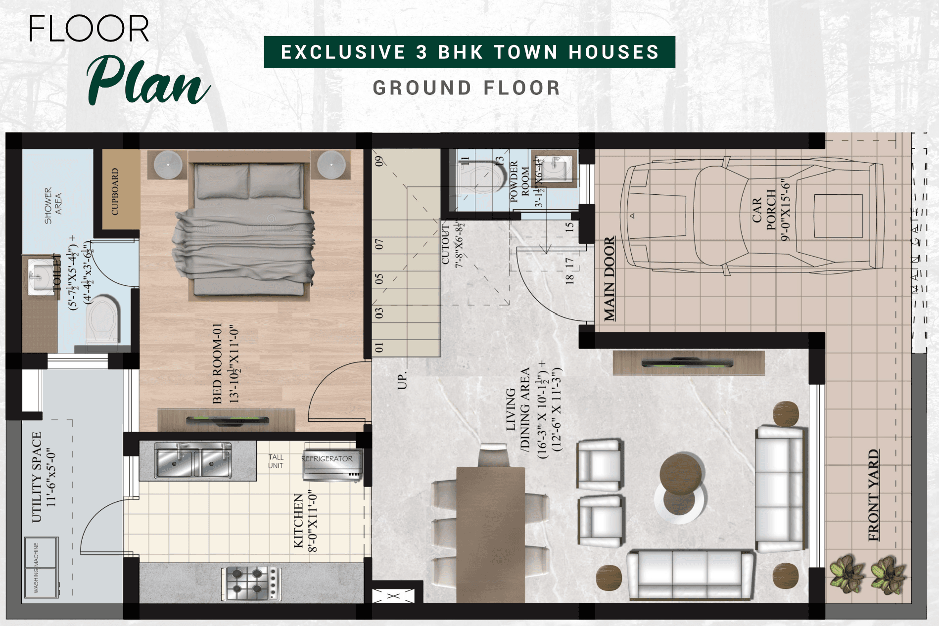 Floor plan — 3BHK Duplex, Prakrit