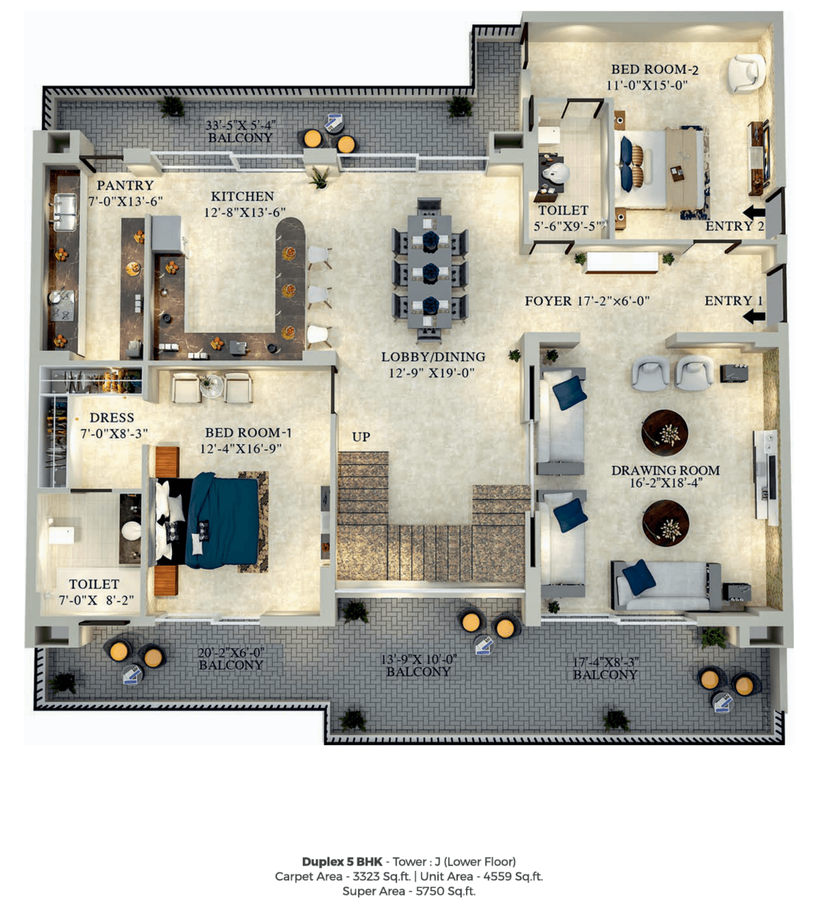 Floor plan — 5BHK Duplex, Green Lotus Utsav