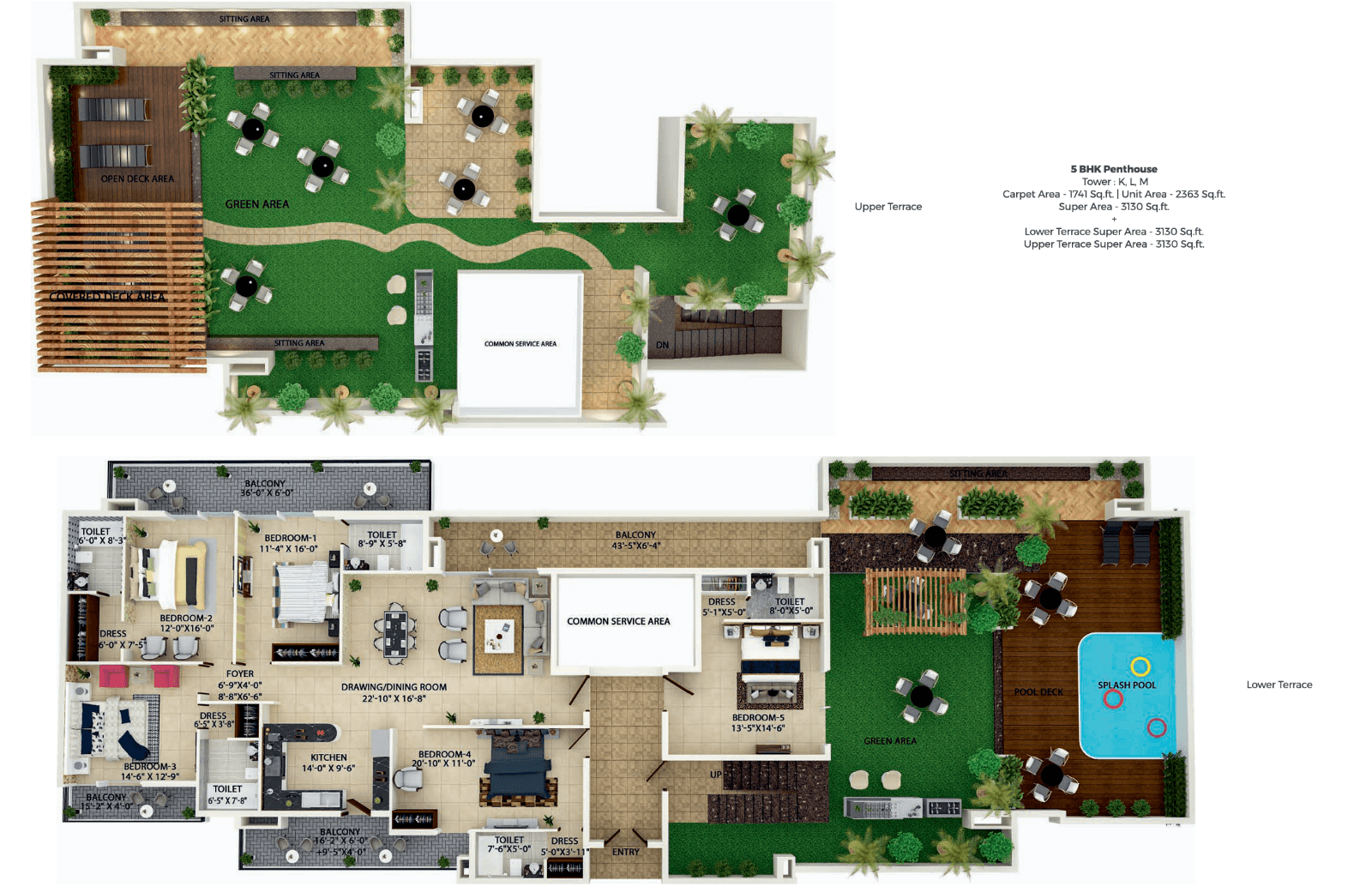 Floor plan — 5BHK  Penthouse, Green Lotus Utsav