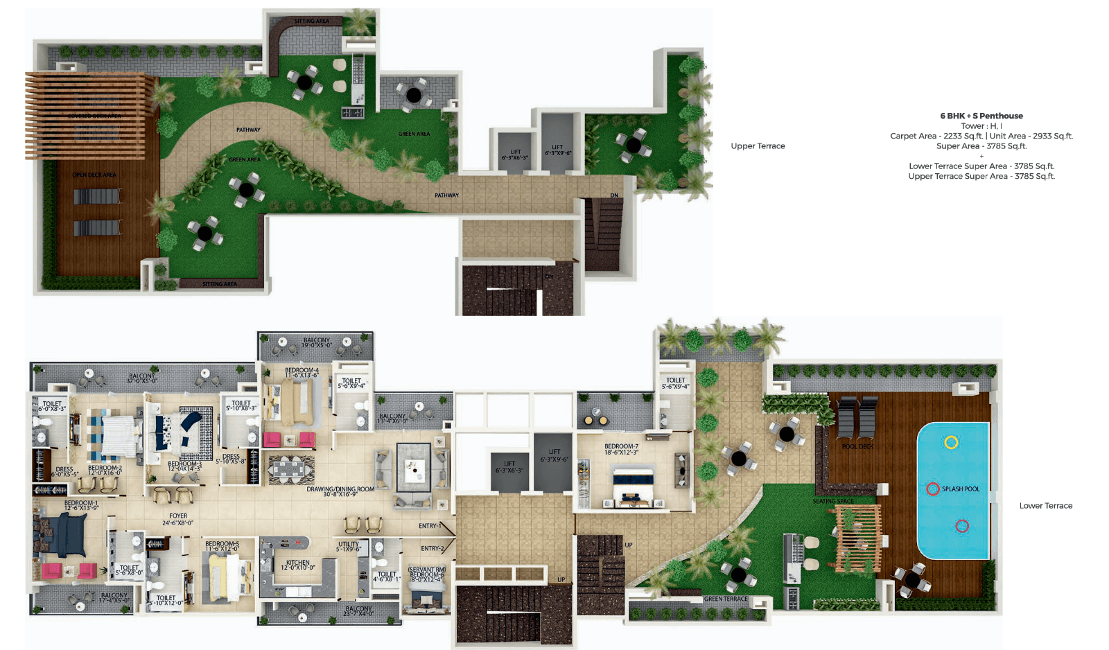 Floor plan — 6BHK Penthouse, Green Lotus Utsav