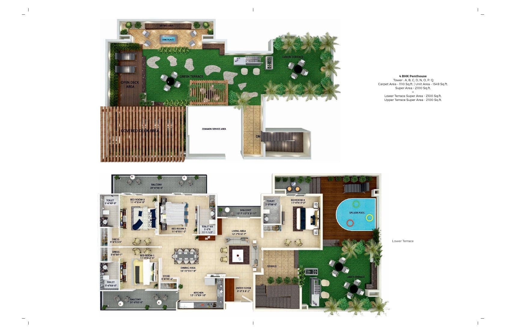 Floor plan — 5BHK Penthouse, Green Lotus Utsav