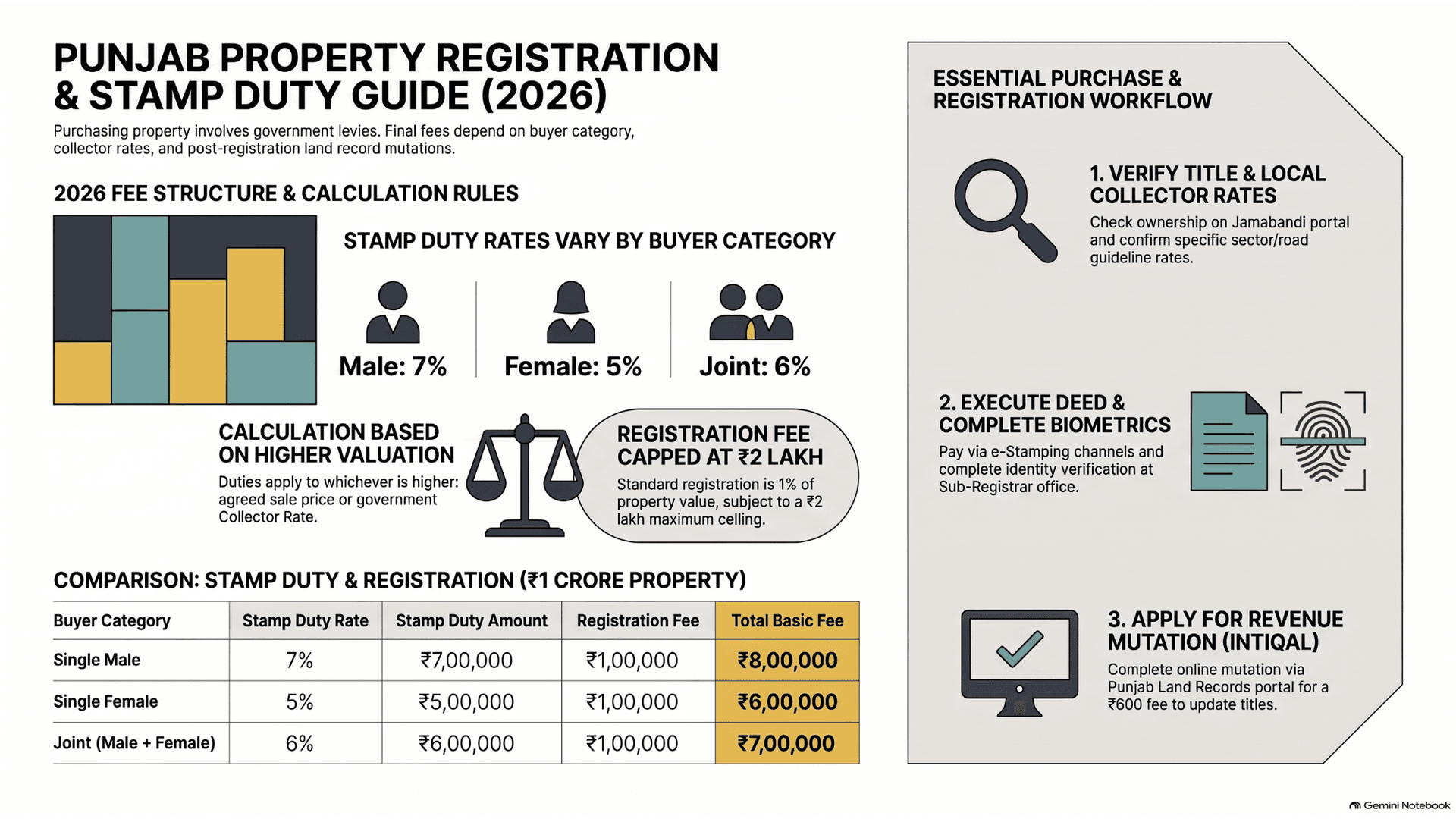 Stamp Duty and Registration in Punjab 2026: Full Calculation
