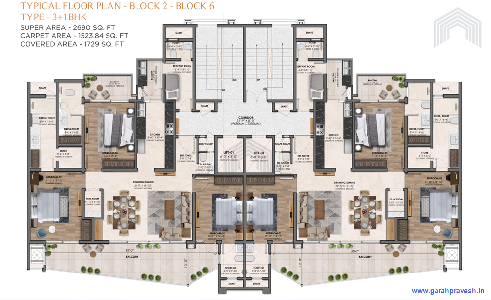 3+1BHK | 2690 Sq Ft |2.20CR