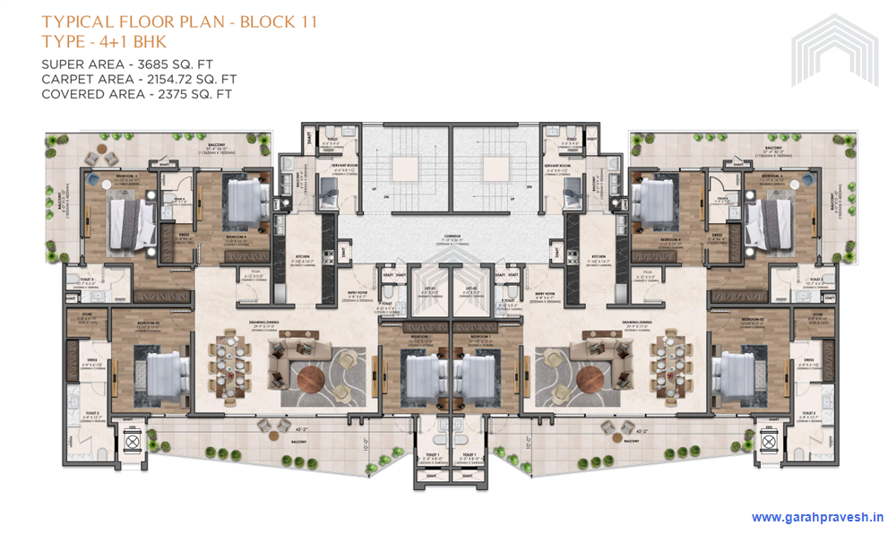 4+1BHK | 3685 Sq Ft |2.41CR