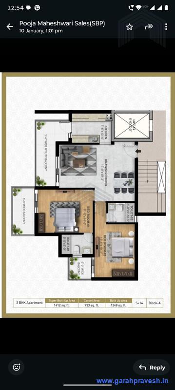 2bhk | 1412- Sqft |91.70lacs 